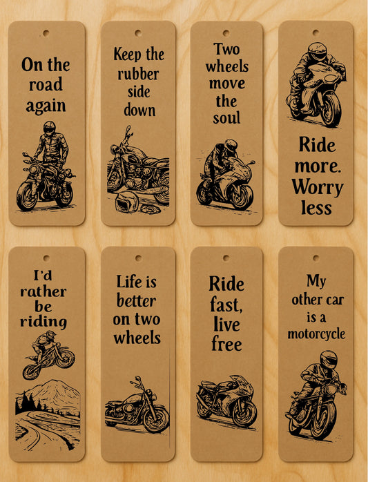 16 Car & Motorcycle Bookmarks SVG Bundle – Laser Cut & Engrave Designs for Men Gifts