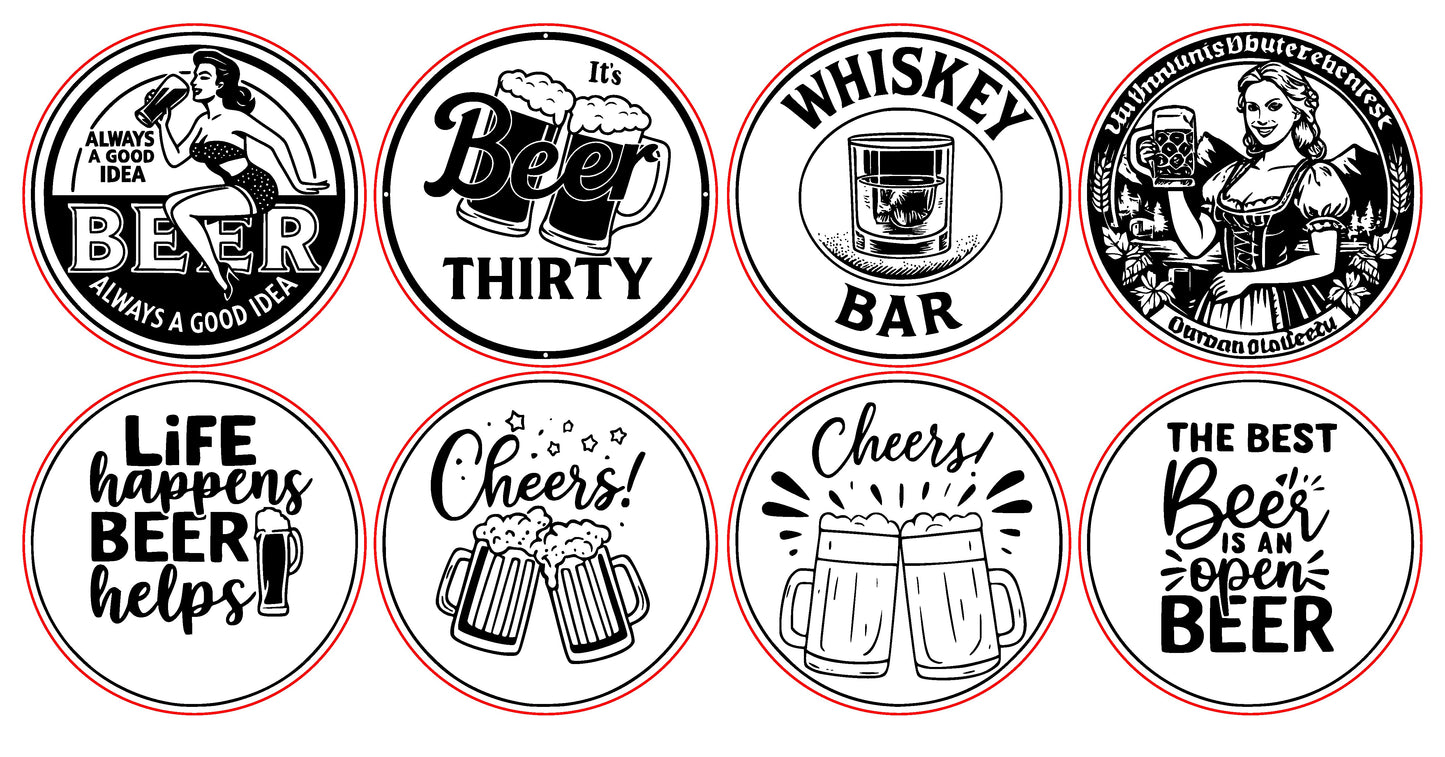 20 Beer & Whiskey Coasters SVG Bundle – Laser Engraving Designs for Men Gifts