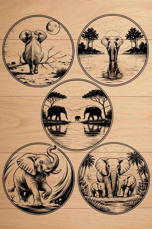 Elephant Coaster SVG Bundle