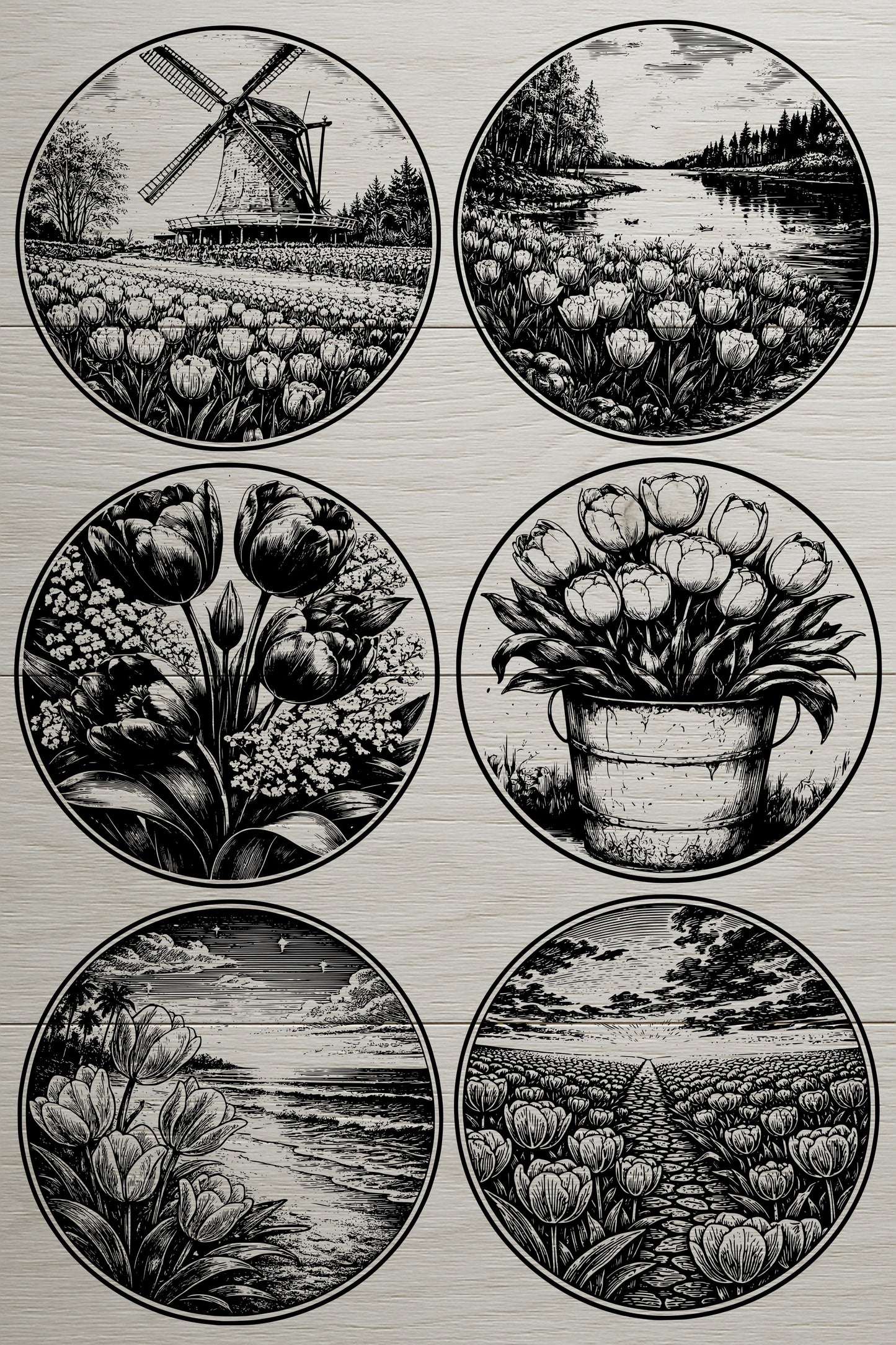 Tulip Landscape Coaster SVG Bundle