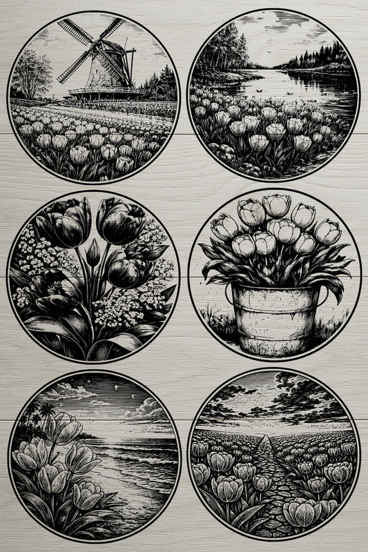 Tulip Landscape Coaster SVG Bundle