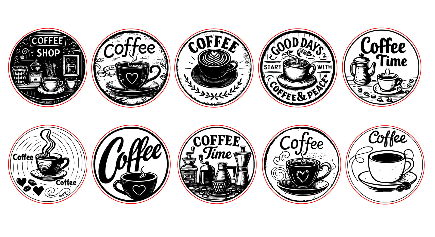 10 Coffee Coaster SVG Bundle – Laser-Ready Engraving Designs