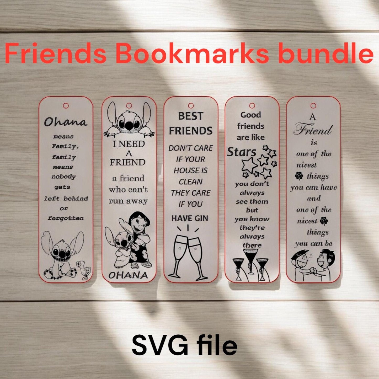 Friends Bookmarks SVG Bundle – Funny Laser Cut Files for xTool & Glowforge