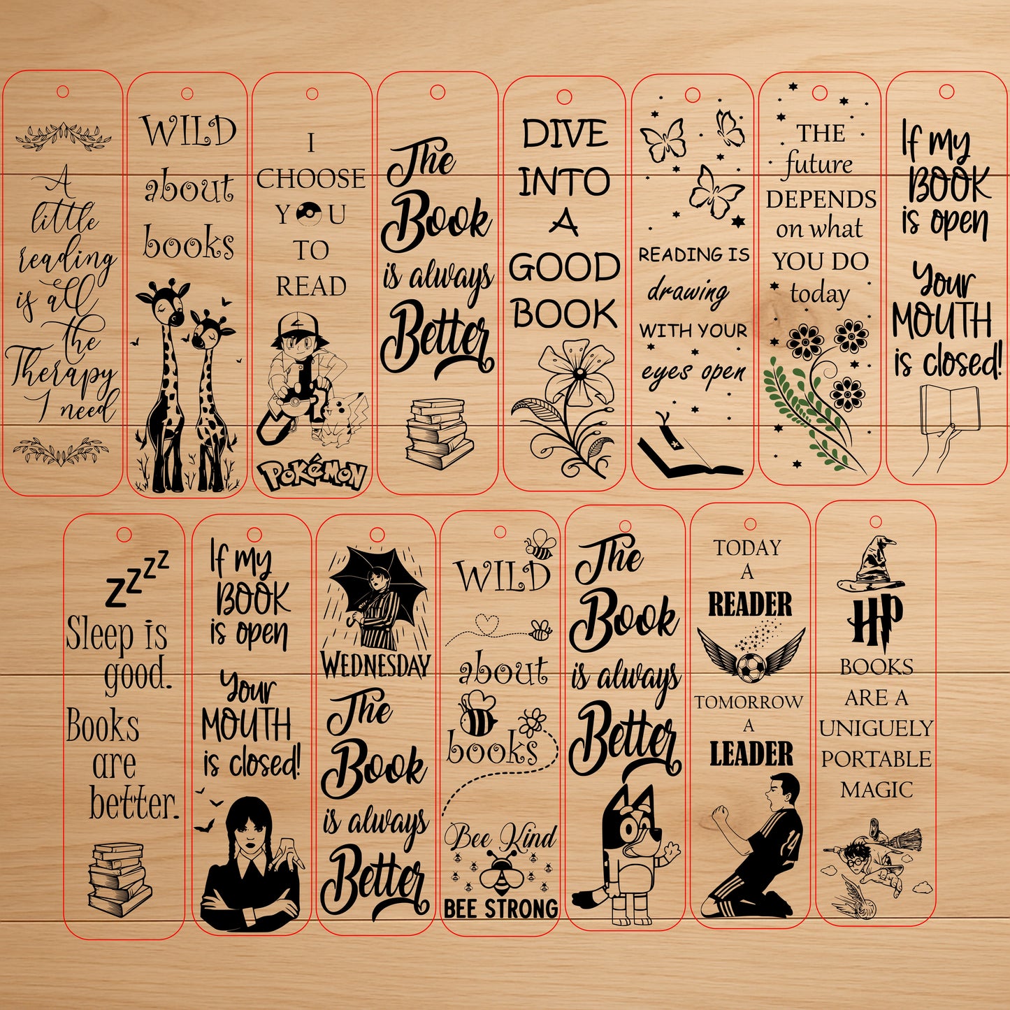 🪶 15 Funny & Inspirational Bookmark SVG Bundle