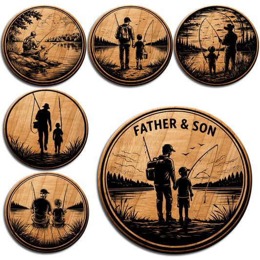 Father and Son Fishing Coaster SVG Bundle