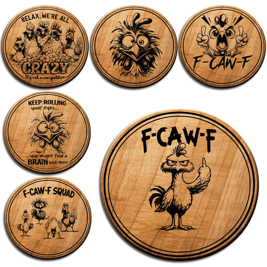 Funny Chicken Coaster Bundle SVG  Farmhouse Laser Engraving Designs