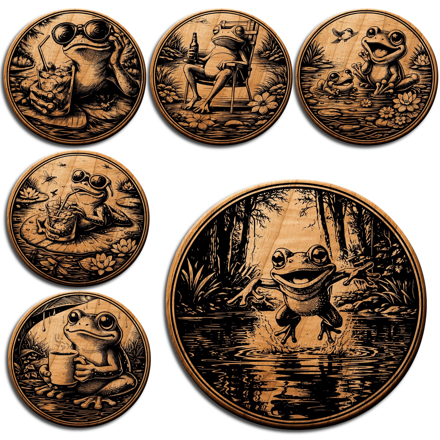 Funny Frog Coaster SVG Bundle