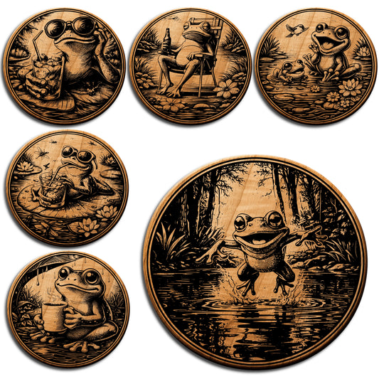 Funny Frog Coaster SVG Bundle