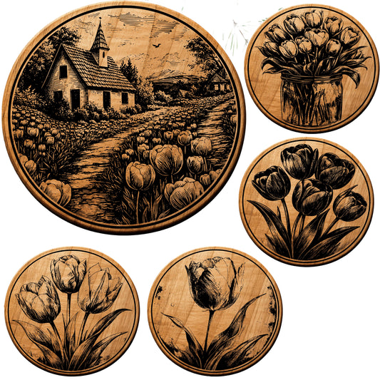 Tulip Coaster SVG Bundle