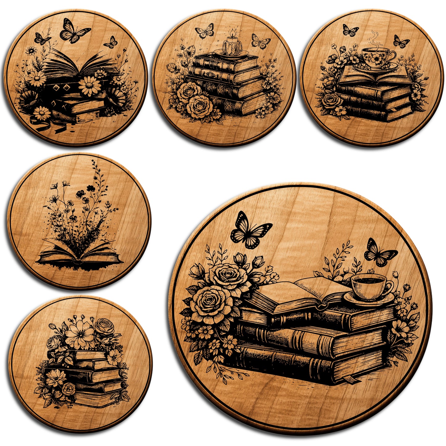 Book Lover Coaster SVG Bundle
