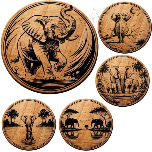 Elephant Coaster SVG Bundle