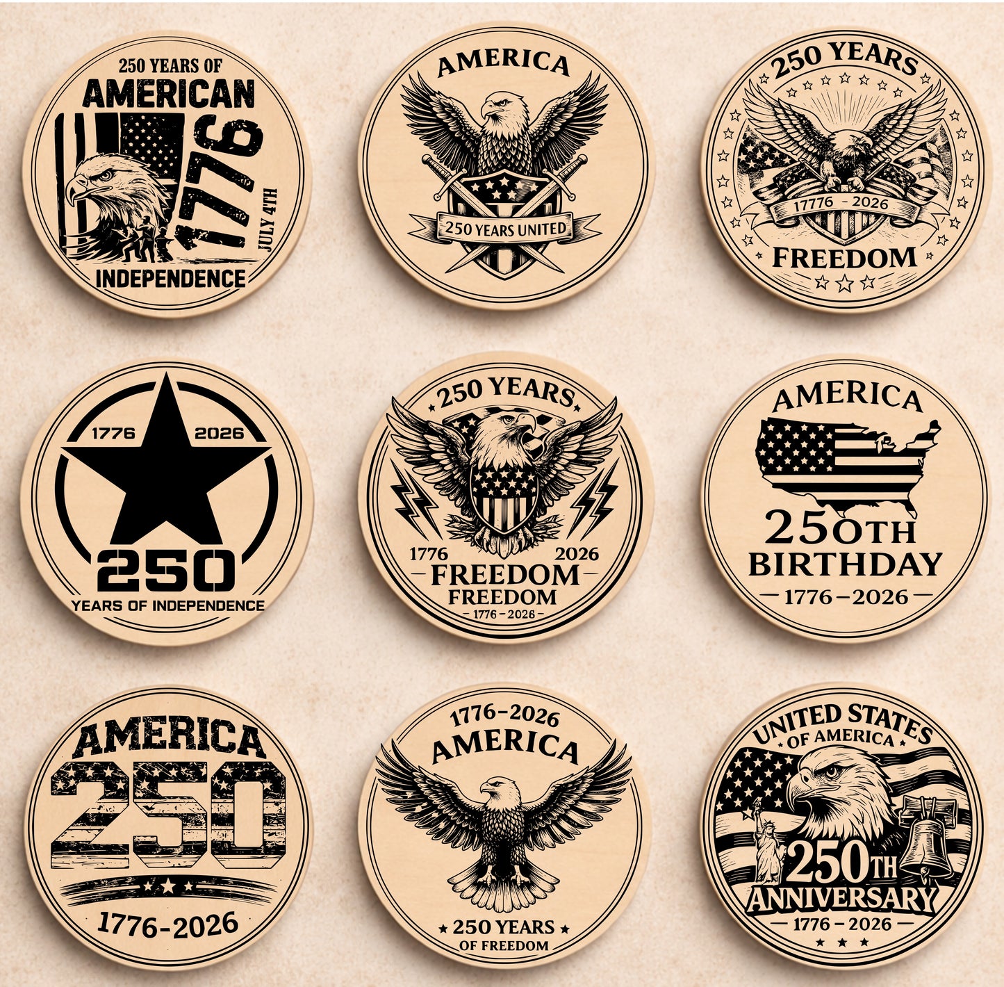 Title: America 250 Coaster SVG Bundle