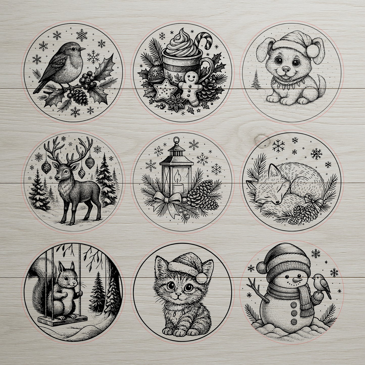 🎄 Christmas Coasters Bundle | 51 Premium Laser Cut Designs | SVG & PNG Files