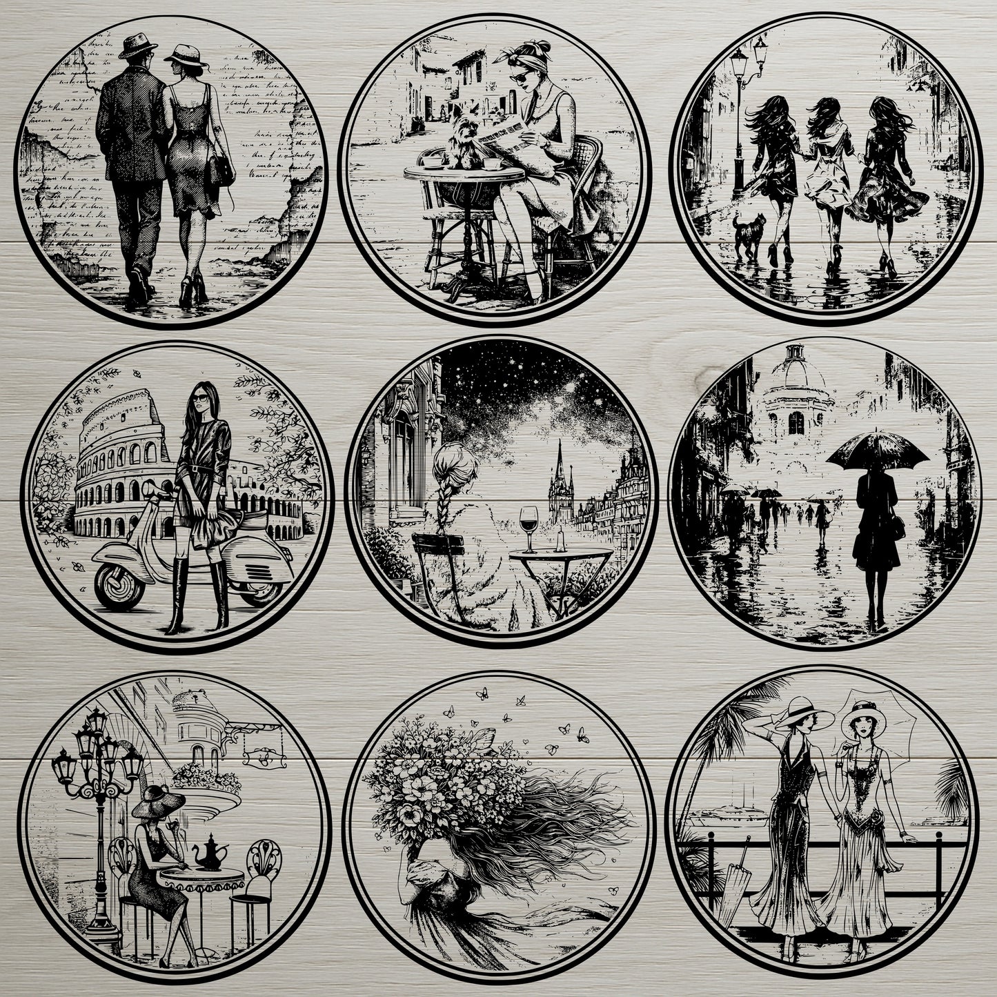 Paris Fashion Coaster SVG Bundle