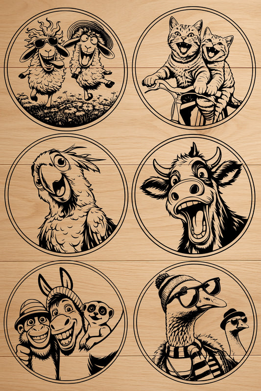 Funny Animal Coaster SVG Bundle