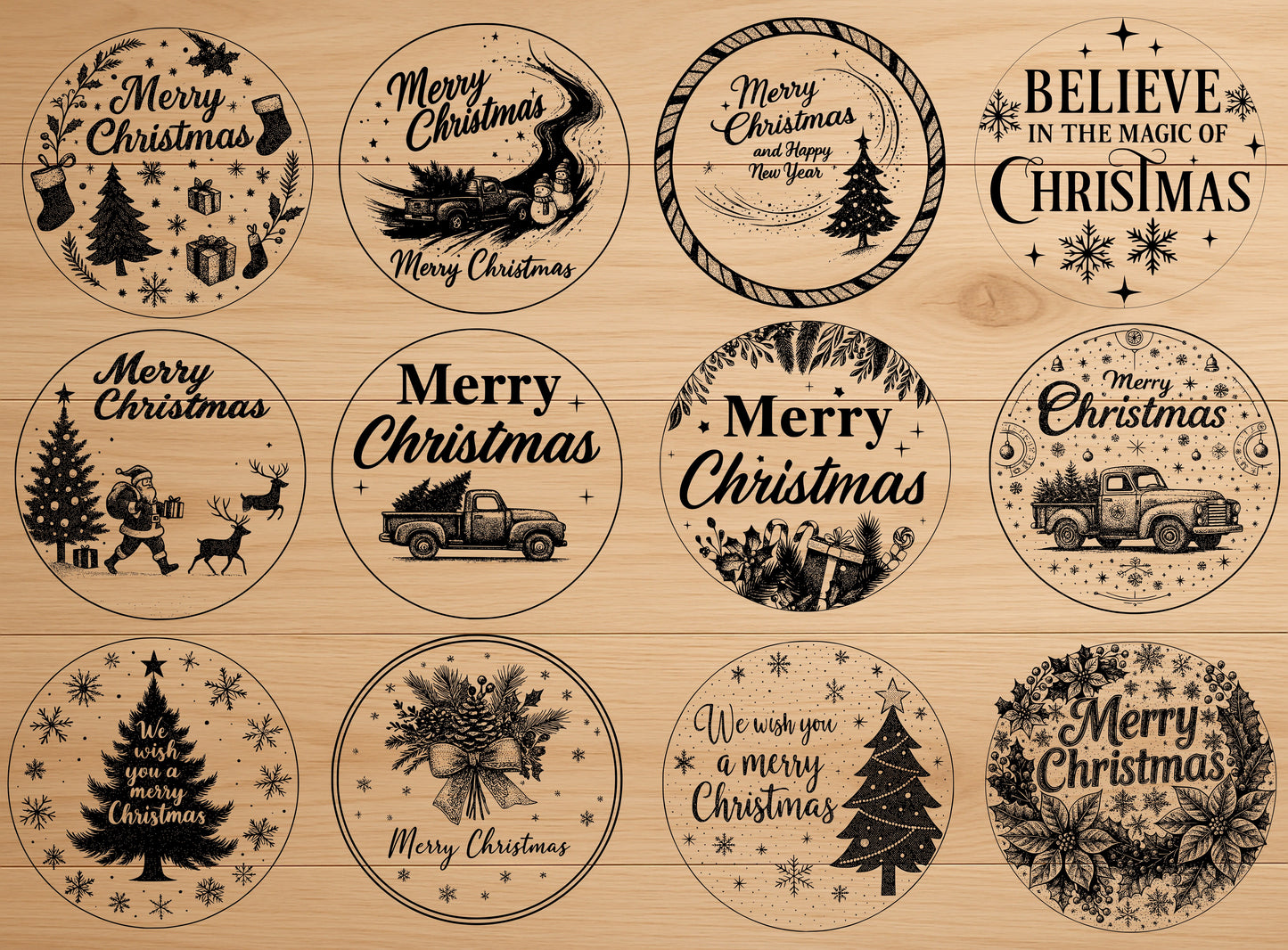 🎄 Christmas Coasters Bundle | 51 Premium Laser Cut Designs | SVG & PNG Files