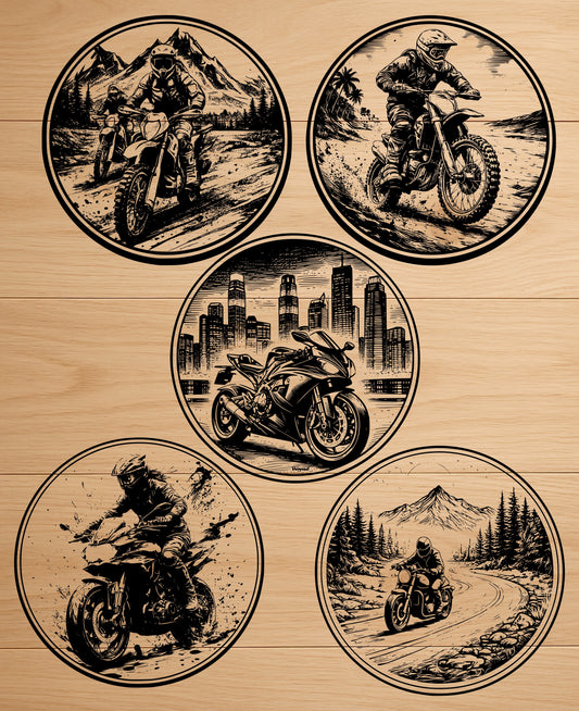 Motorcycle Adventure Coaster SVG Bundle